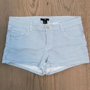 White and Blue Striped Shorts